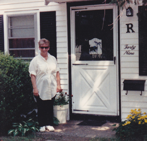 Mom at our house in Peabody